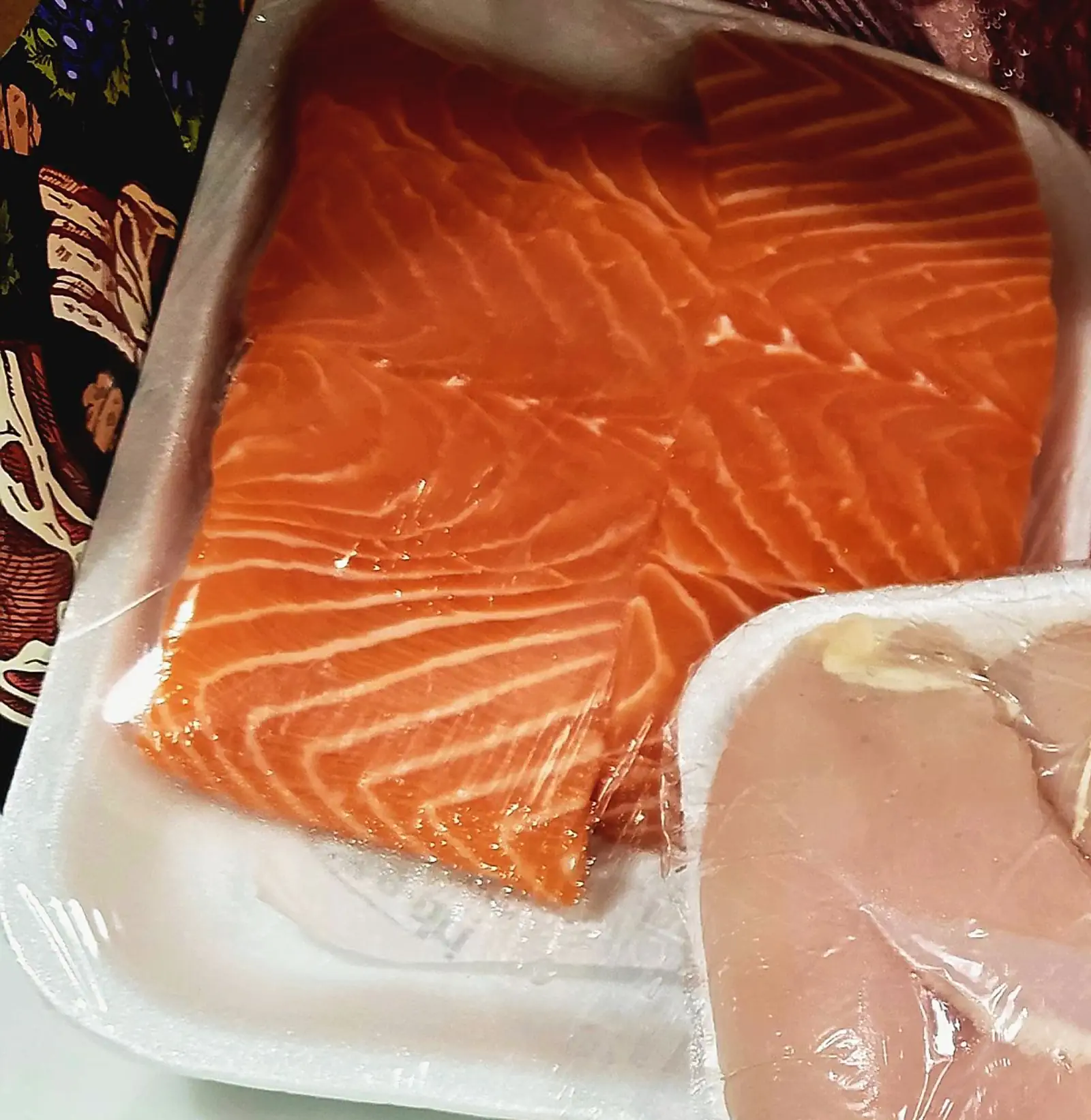 A fresh salmon fillet from the seafood case
